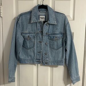 A&F Light Blue Cropped Denim Jacket